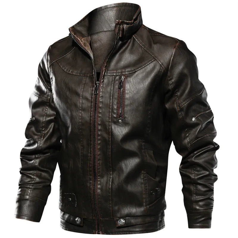 Lederen jas mannen merk Casual Solid Mens lederen jassen herfst winter motorfiets pu lederen man mannelijk outdarnen Jaqueta de Couro 220816