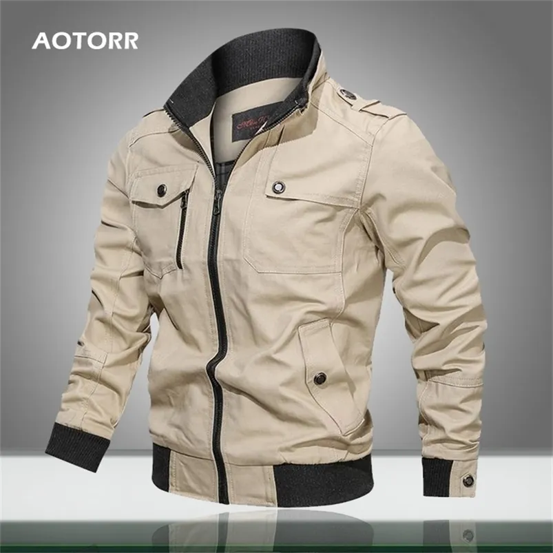2020 Men Jacket Militaire stijl Autumn Spring Camo Coat Men S Army Green Outswear Zipper Solid Jackets Male Bomber Casual Coats LJ201013