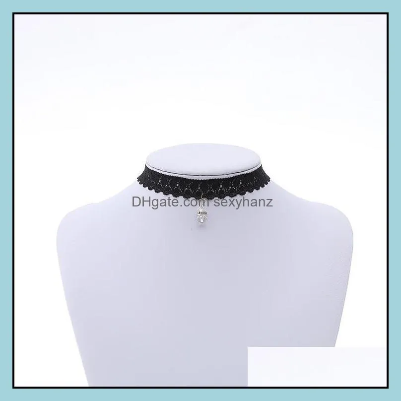 choker necklace pandents statement choker jewelry cheap vintage lace gothic rhinestone diamond chokers necklaces