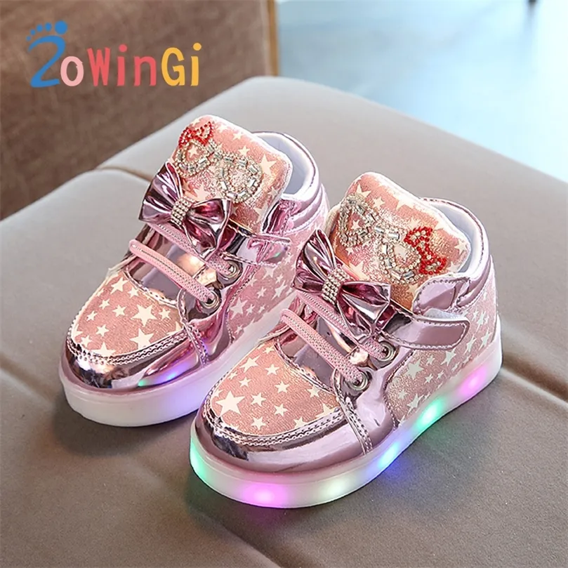 Sepatu Bot leidde Anak Perempuan Putri Sneakers Bercahaya Ukuran 2130 Olahraga Anakanak Kasual 220611