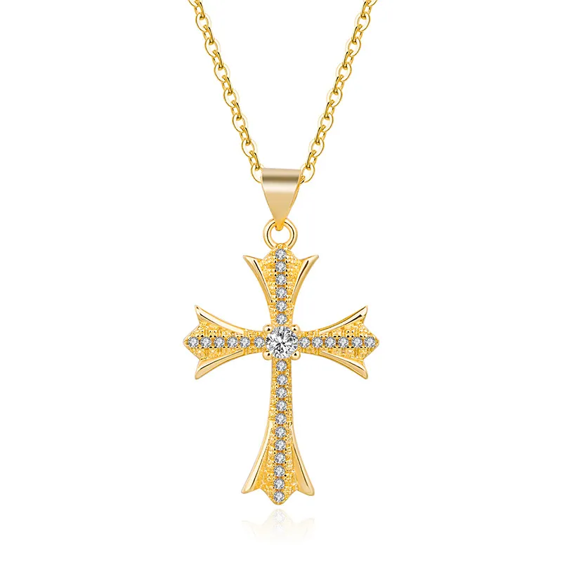 Colliers pendentifs Croix Crucifix collier pendentif en cristal clair pour hommes femmes prière jésus lien chaîne collier en gros bijoux argent or colliers