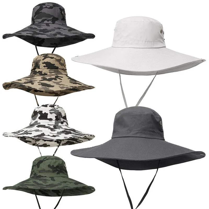2022 Camouflage pêcheur chapeau fête fournitures Camouflages casquettes Sport feuille Jungle militaire casquette pêche chapeaux écran solaire gaze Cowboy