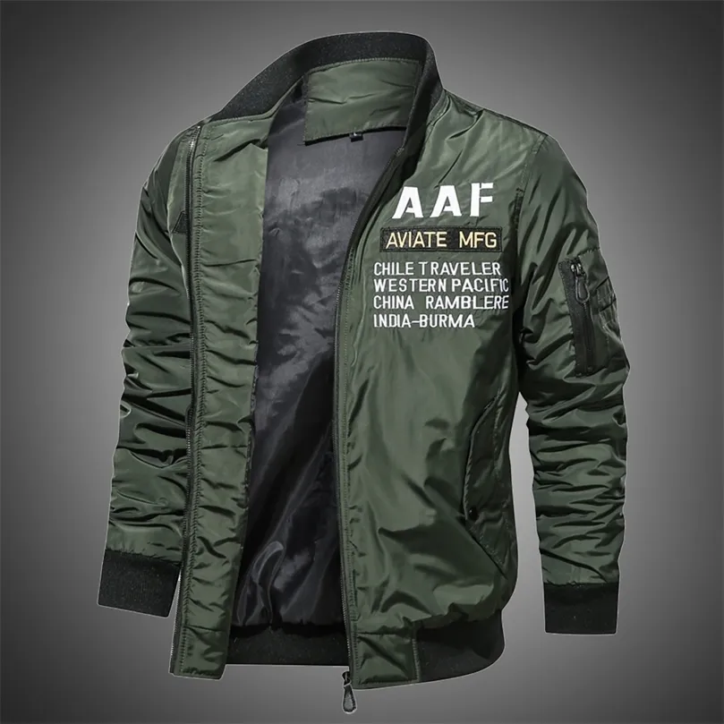 Bomber Jacket Men Letter Autumn Lightweight Bomber Jacket Casual Coat Military Style Pilot Jacket Slim Fit Windbreaker Plus Size 201127