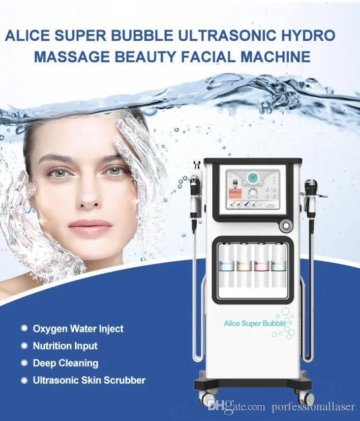 Alie New Super Bubble Hydrafacial آلة الوجه المنتجعات الرعاية الجلد تجديد المياه تقشير الوجه الجلد المسام تنظيف هيدرو جلدي