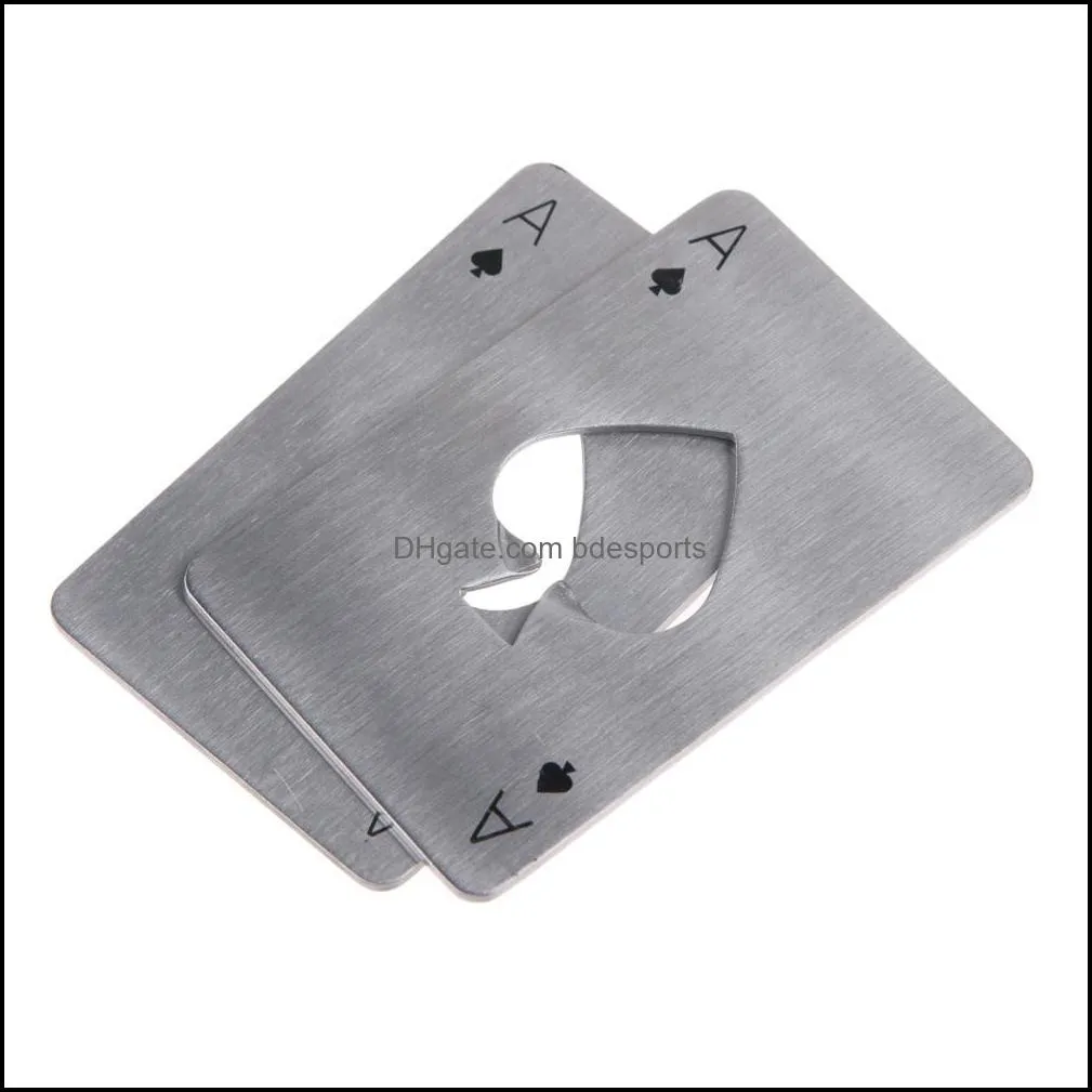 Stainless Steel Beer Bottle Opener Spades A Poker Card Shape Bar Tool Wallet Easy To Carry Silver Color