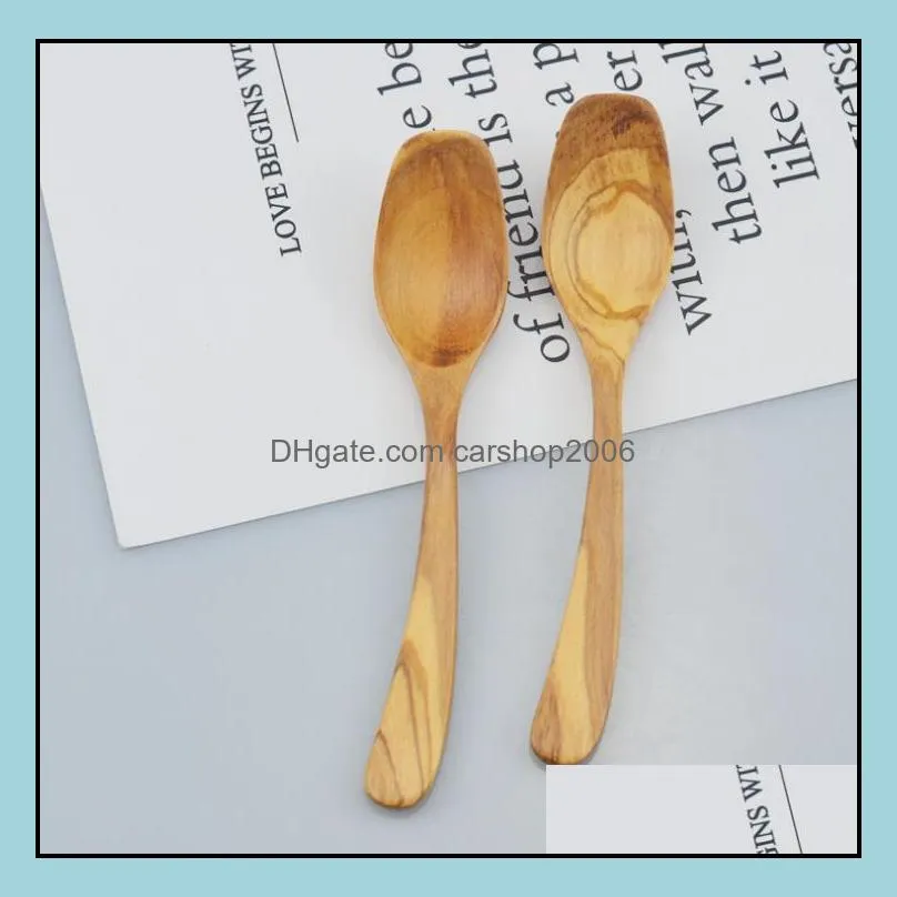 100pcs italy olive wooden curved spoon fork long handle tableware wooden cutlery sn3141