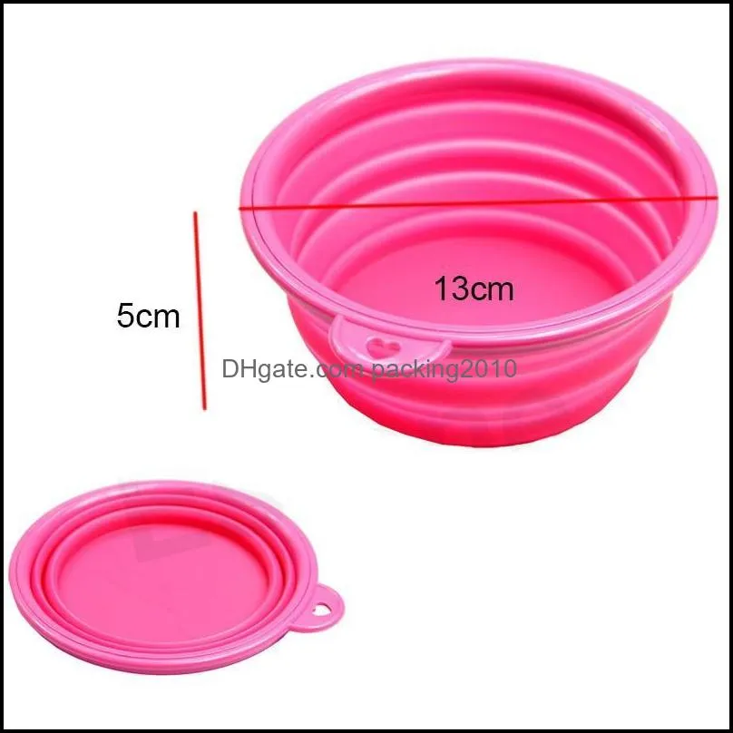 Collapsible foldable silicone dog bowl candy color outdoor travel portable puppy doogie food container feeder dish