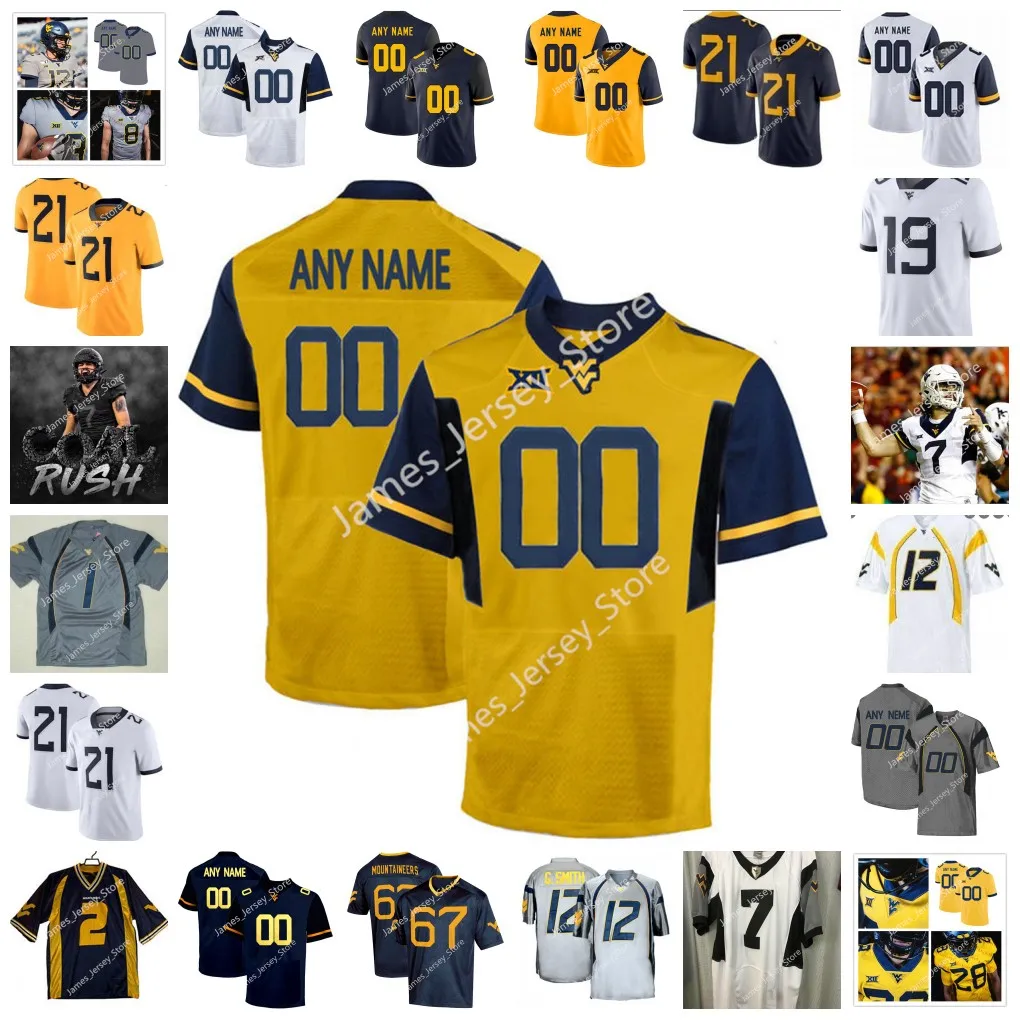 W V U Custom Stitched Football Jersey 45 Taurus Simmons 27 Davis