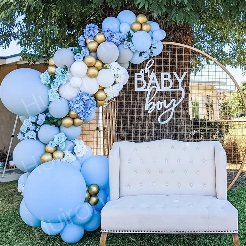 Navy Blue Beige Balloons Arch Garland Baby Shower Kids Birthday Wedding  Baptism