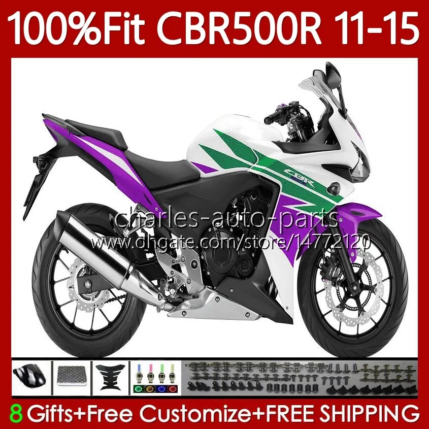 Injection mold Fairings For HONDA CBR 500 R CC 500R RR CBR500R 11 12 13 14 15 Body 126No.60 CBR500RR Purple green 2011 2012 2013 2014 2015 CBR500 RR 11-15 OEM Bodywork Kit