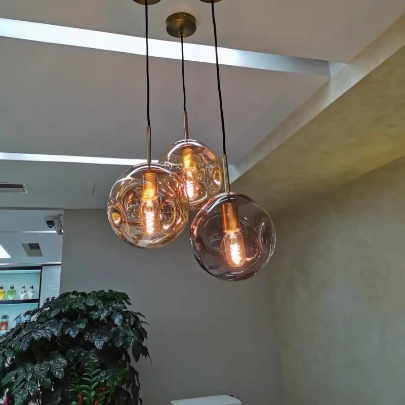 Подвесные лампы северные постмодернистские стеклянные светильники творческий декор светодиодные лампы ресторана бара гостиная кухня висят светильники