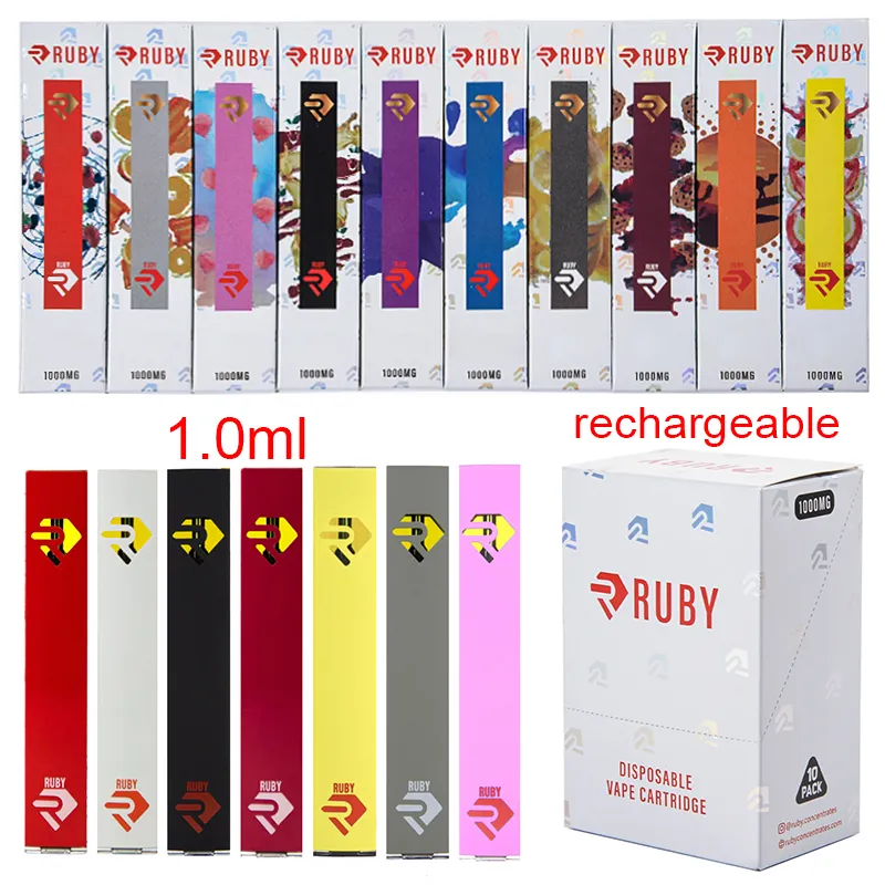 RUBY Rechargeable Disposables Vapes Cartridges 1.0ml E Cigarettes Pens
