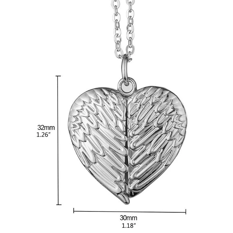 Sublimation Blanks Pendant Decorations Locket Photo Necklace Angel Wings Hot Transfer Printing Heart Shape Wing Pendant Trays Chains for DIY Jewelry Crafts