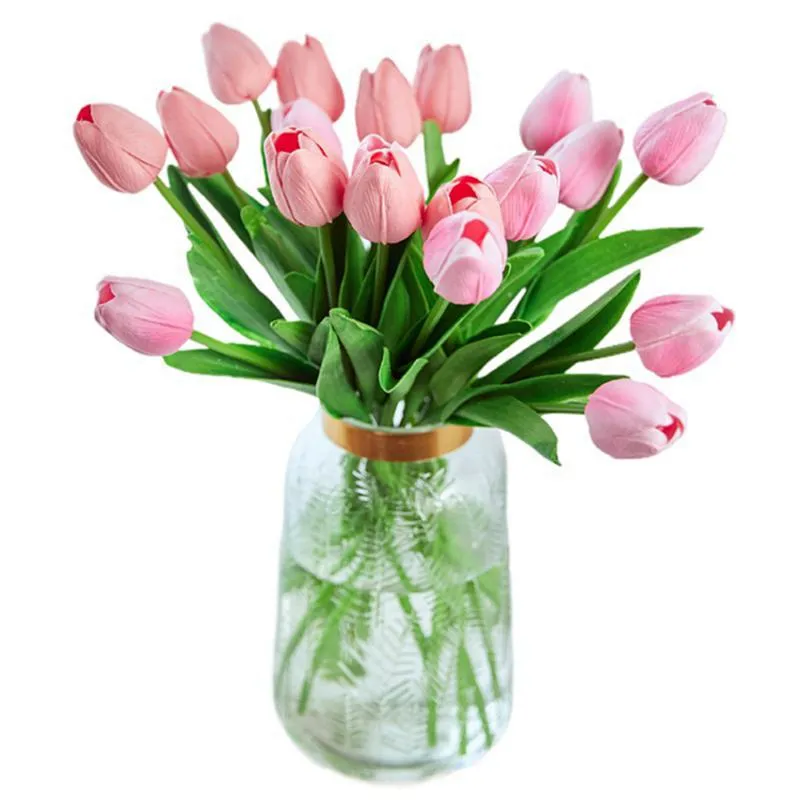 Fiori decorativi Ghirlande Teste Silicone di lusso Real Touch Tulipani Bouquet Matrimonio Soggiorno Vasi Decorazione domestica fai da te Fiore artificiale