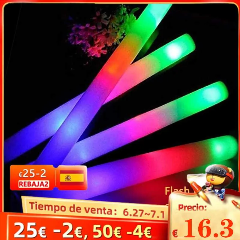 Festdekoration Glow Sticks Bulk 24/50/60 st LED-skumbatonger Cheer Wands Blinkande effekt i mörkret Bröllopstillbehör Fest