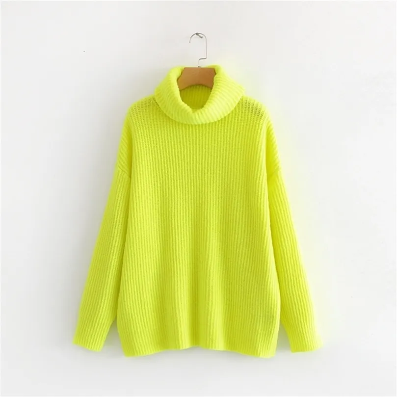 EWQ Spring Autumn Pattern Turtleneck Collar Long Sleeve Solid Knitting Pulloveres Casual Sweater Women 19C-A117 201224