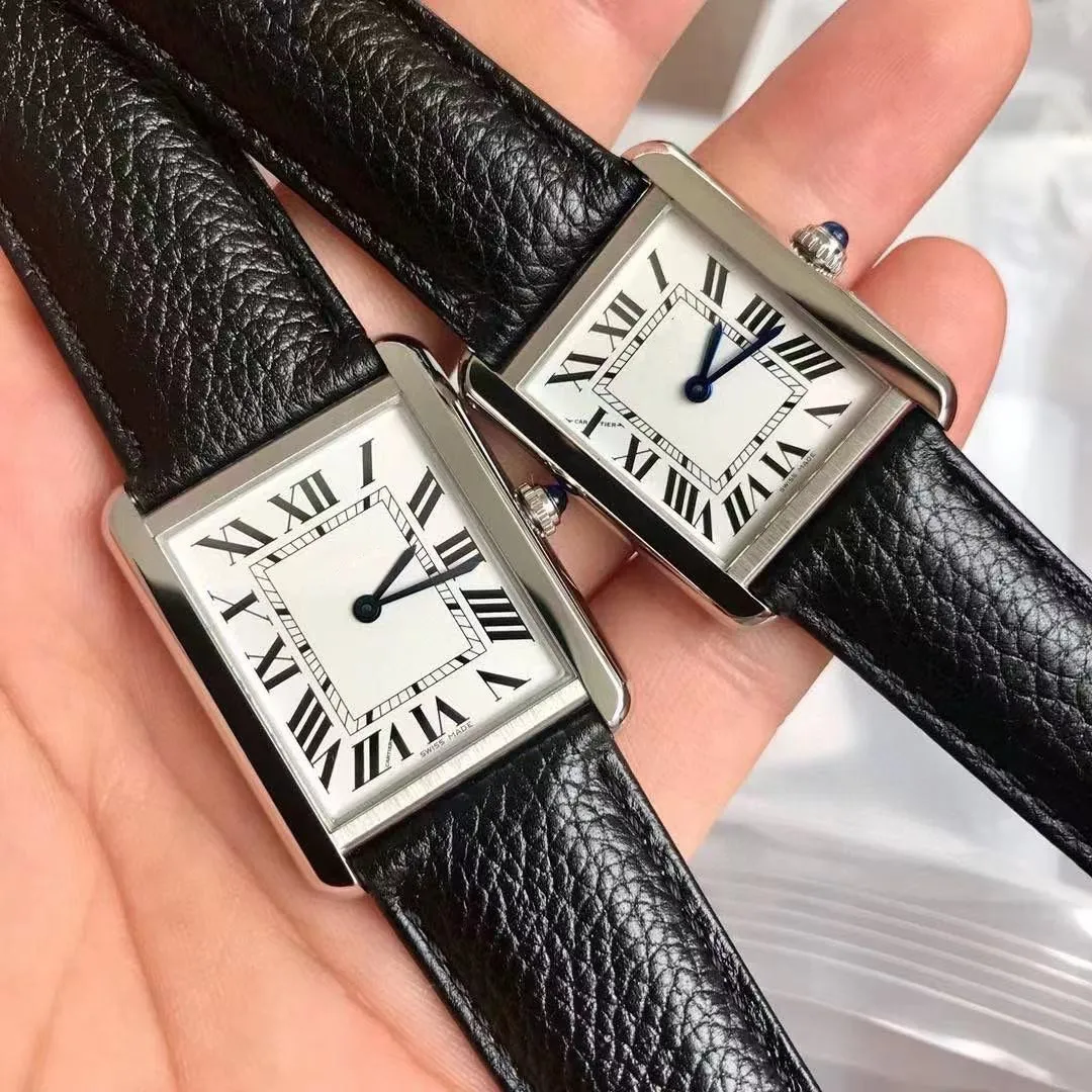 Tanque de lujo de alta calidad solo hombres marca cuarzo relojes para mujer joker señoras relojes amantes clásico cuadrado reloj para hombre D319284P