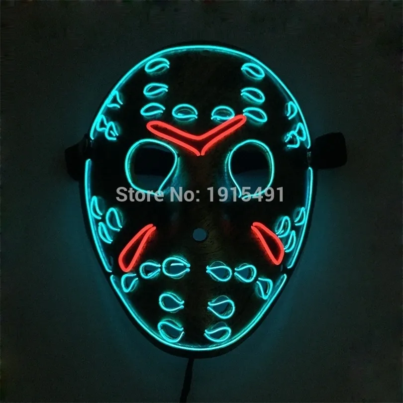 Venerdì 13 Il capitolo finale Led Light Up Figure Mask Music Active EL Fluorescent Horror Mask Hockey Party Lights T200907