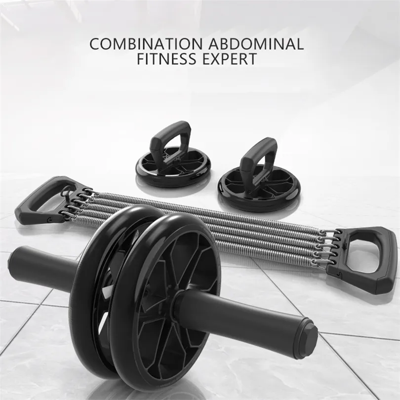 Exercise Set No Noise Abdominal Wheel & Elastic Bands & Push Up Bar for Exercise Fitness Equipment Hip Trainer Muscle T200506