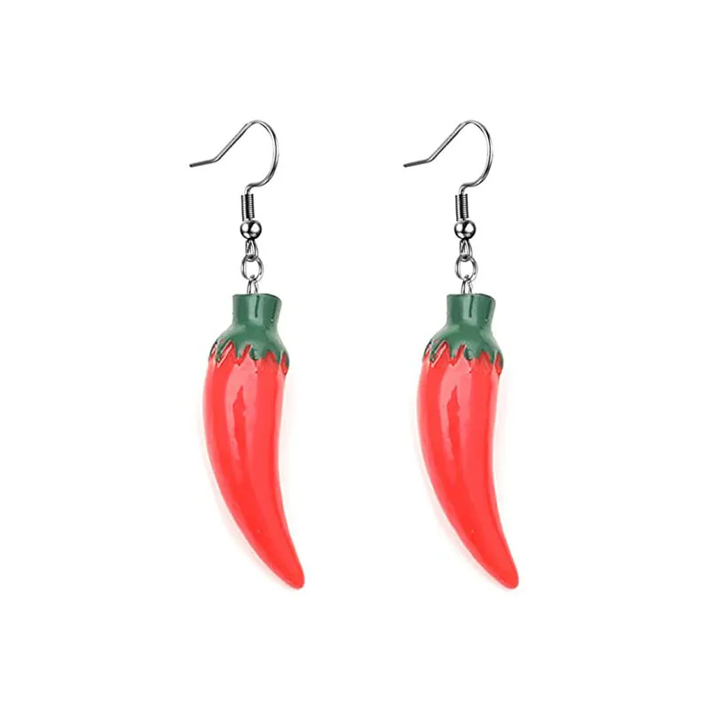 Grön röd peppar charm för kvinnor harts rolig mat grönsak smycken unik fest droppe örhängen födelsedaggåva