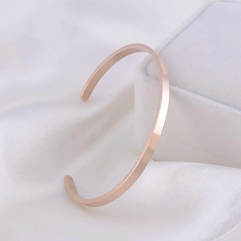 Bangle Delikatne 4 mm cienki urok Banles Mankiety Stal nierdzewna Elegancka gładka złote czarny kolor róży mężczyźni kobiety bransoletka biżuteria bangl