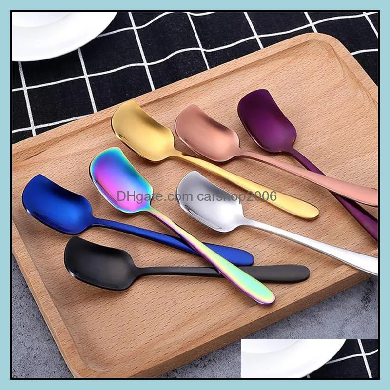 food grade stainless steel 304 colored ice cream spoons gold ice cream spoons shiny colorful ice cream spoons on promotion