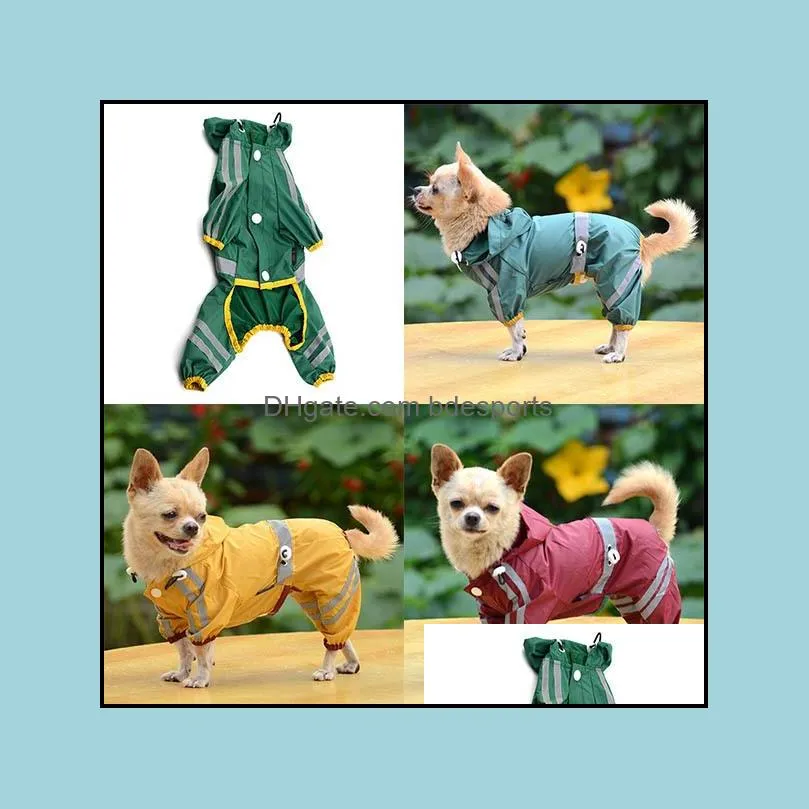 New Pet Dog Cat Raincoat Clothes Puppy Glisten Bar Hoody Waterproof Rain Jackets