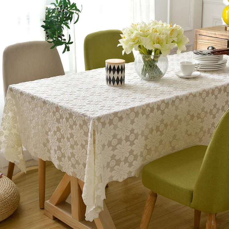 Mantel de flores de encaje hueco, cubierta de mesa de comedor de boda, mantel de mesa de té para sala de estar, fundas de muebles de varios tamaños para decoración del hogar