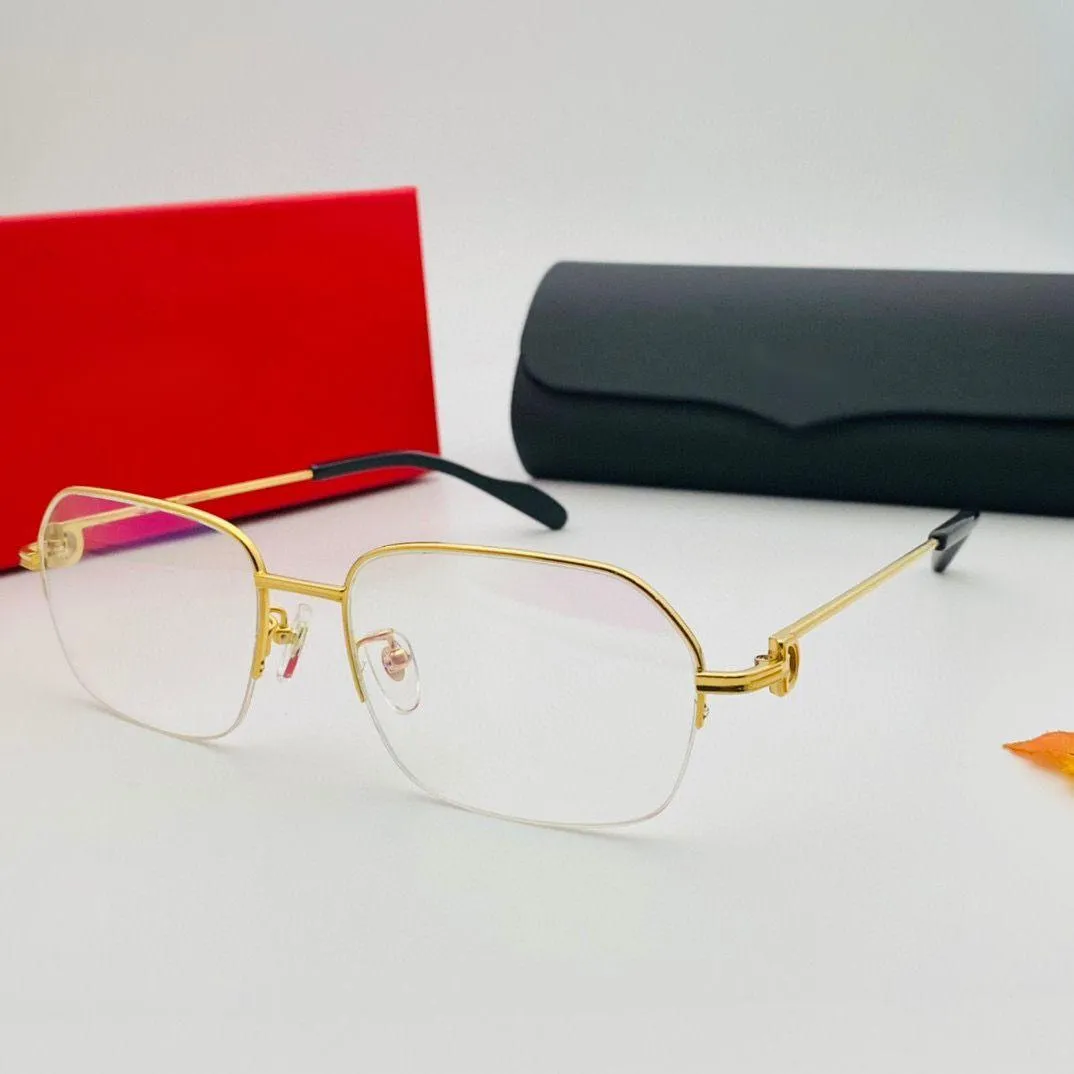 Optical Eyeglasses For Men and Women Retro 0261 style anti-blue light lenses shaped plate Half-frame belt box