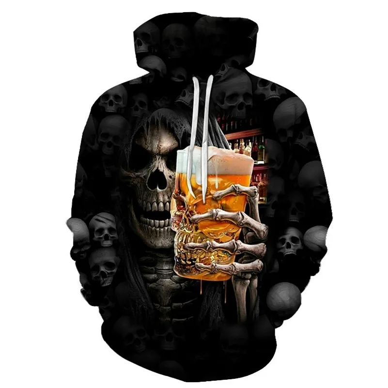 Skull horror 3d print sweater and sweater spring auntun sleeve long clothing male pullover street oversized 220725