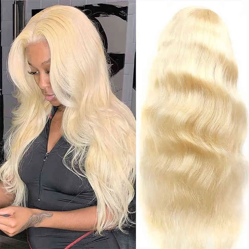 Hair Wigs 613 Lace Front Blonde T Human Brasilian Body Wave Remy 613 Frontal pré -arranhado Linha 220722