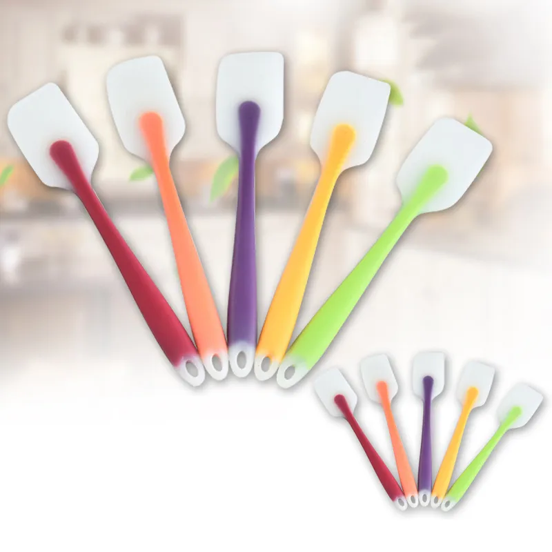 28 cm Gâteau Outils De Cuisson Silicone Crème Grattoir Translucide Intégré Farine Mélangeur Couleur Beurre Spatule Silicone Couteau Confiture Grattoirs Résistant À La Chaleur Ustensiles De Cuisson ZL1108