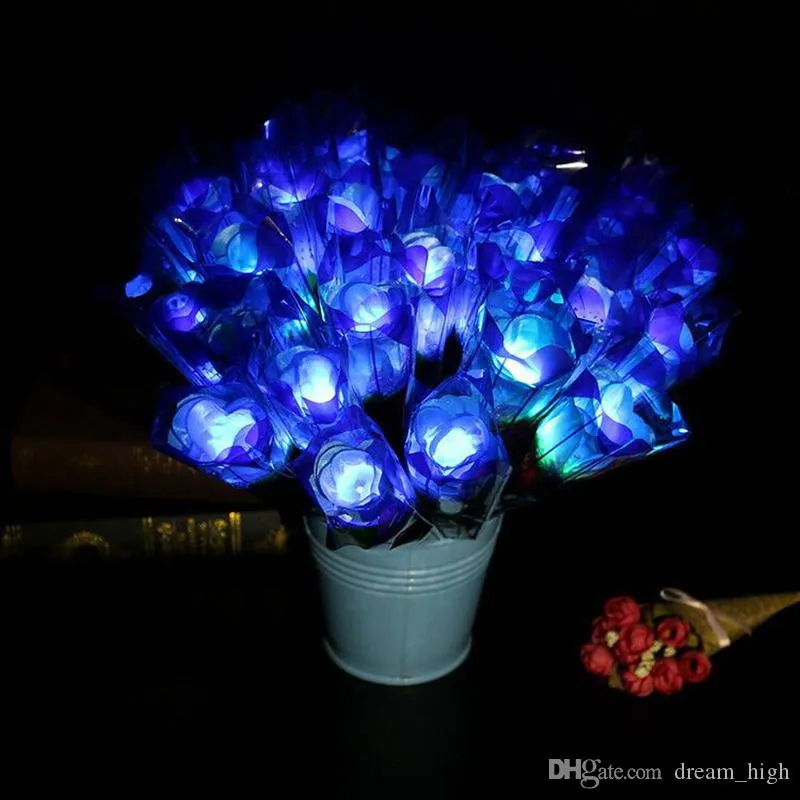 LED Light Up Rose Glowing Silk Flower Birthday Party Supplies Wedding Decoration Valentines Mothers Day Halloween Fake Flowers
