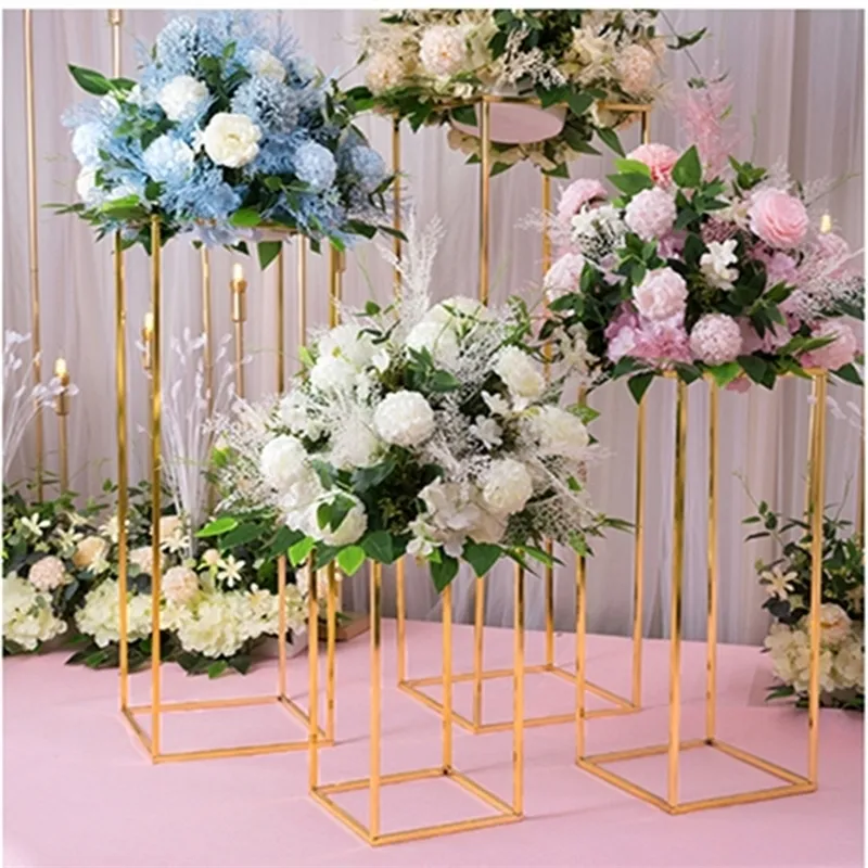 4pcs zemin vazolar çiçekler vazo sütun standı metal direk yol kurşun sütunlar düğün masa centerpieces raf etkinlik partisi dekorasyon y201006