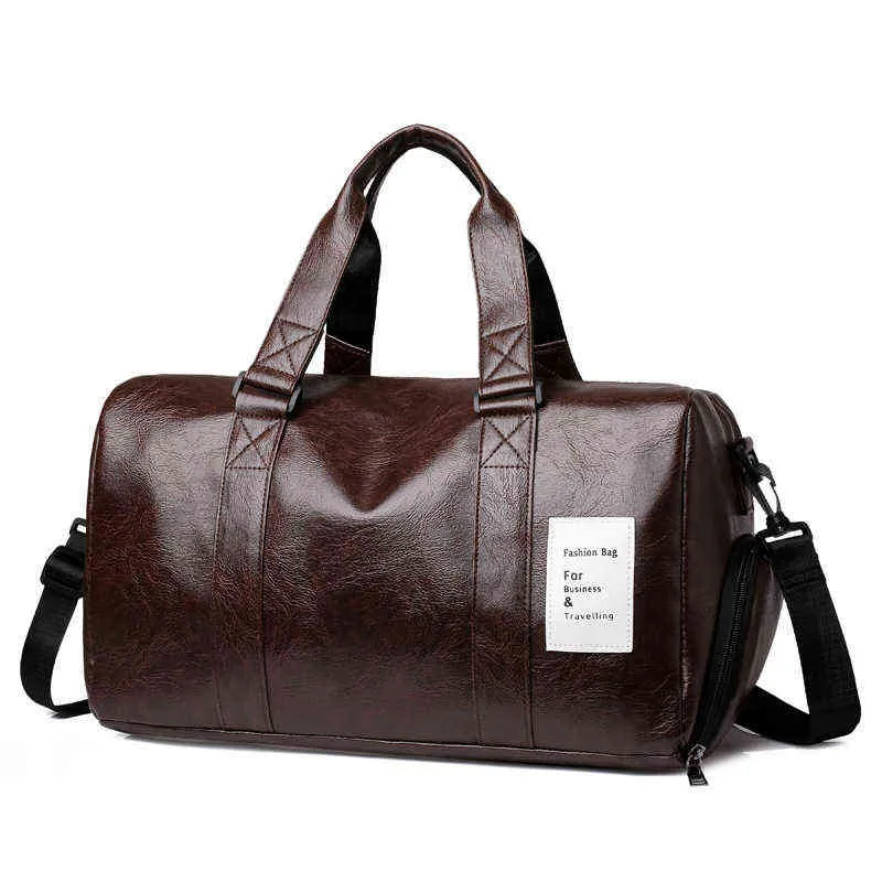 duffel bags Luxury Men's Travel Bag Pu Leather Fashion Casual Crossbody Fitness Luggage High Capacity Weekend Shoe Pocket 220626