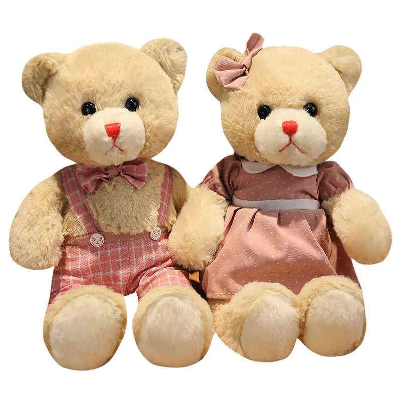 PC CM kawaii 커플 테디 베어 플러시 장난감 치마 쿠션 쿠션 연인 여자를위한 귀여운 선물 valentine 's Day 선물 J220704