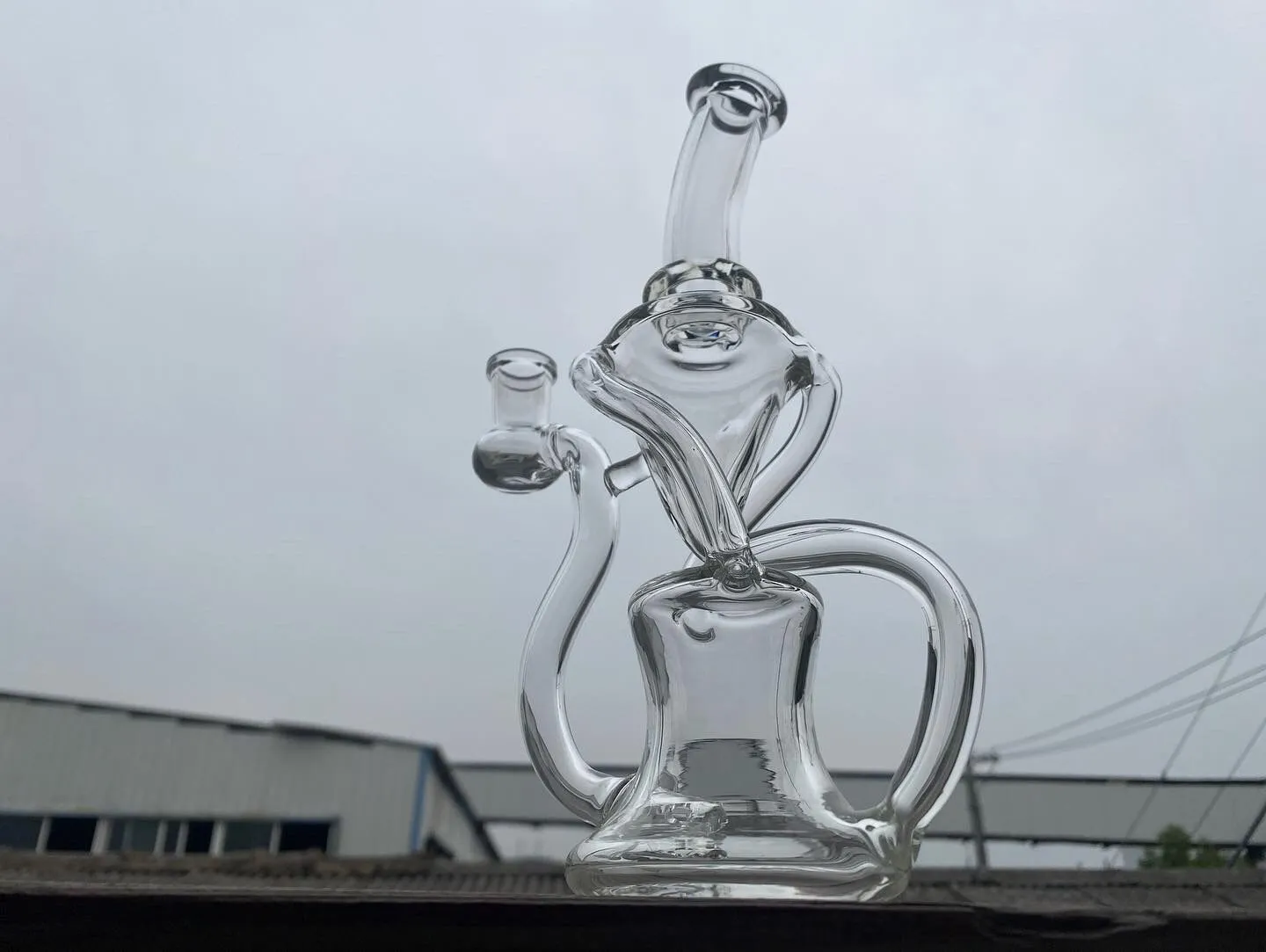 Rabatt unikt biao glas återvinningsstil vattenpipa vattenrör med klar färg 14 mm fog