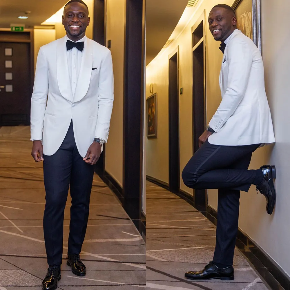 Chaqueta De Esmoquin Blanca Para Hombres Traje De Boda En Novio