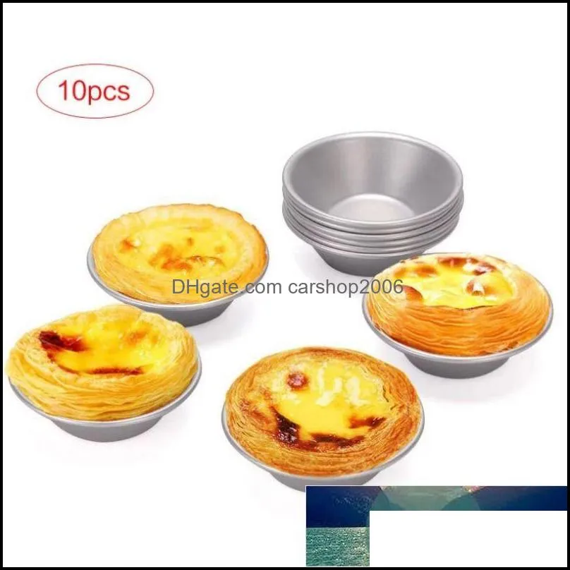 Aluminum Alloy Egg Tart Molds Round Shape Cupcake Mini Pie Baking Molds Reusable Muffin Baking Cups Cake Cookie Bakeware 10pcs