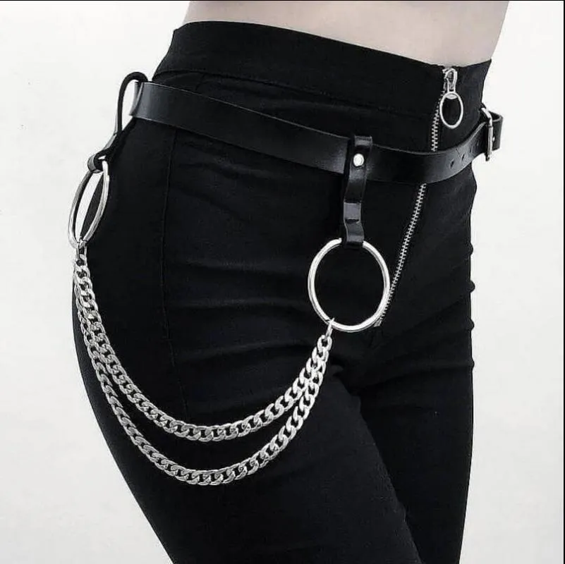 Keychains Fashion Punk Hip-Hop Trendy Belt midjekedja Male Pants Men Jeans Silver Metal Clothing Accessories Smycken