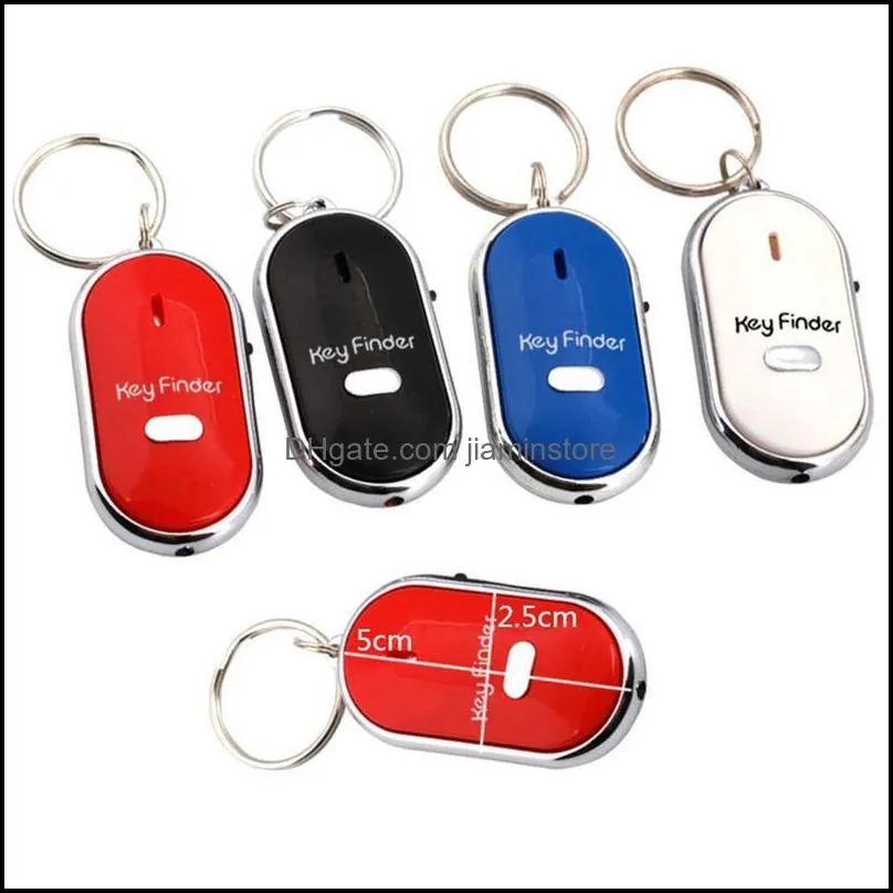 led key finder locator find lost keys keychain whistle sound control key holder rings women men jewelry