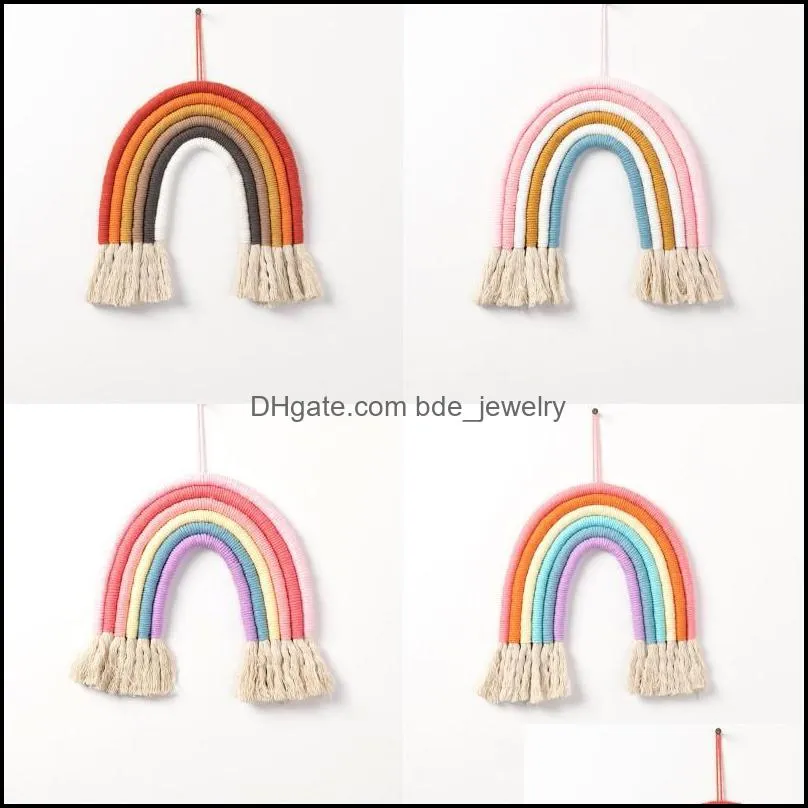 rainbow weaving tassels pendants childrens room decoration 6 color wall hanging tapestrie kids party favor baby home 23zl g bdejewelry