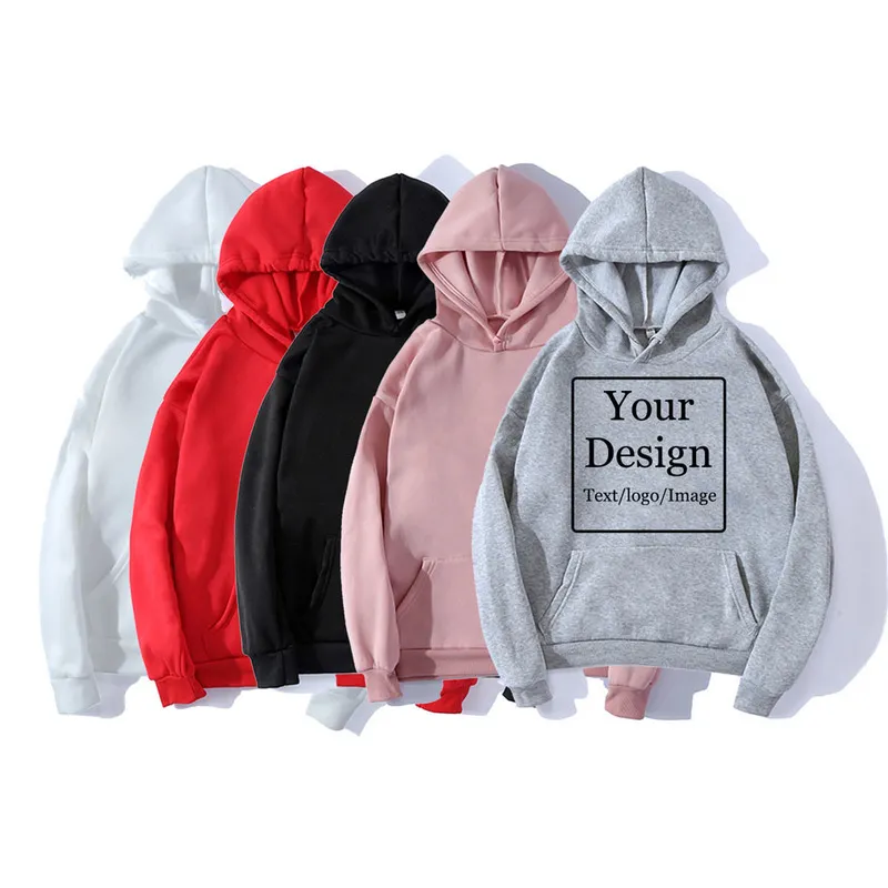 DIY Print Design Hoodie Custom S For Women Hip Hop Streetwear Unisex Sweatshirts Solid Color Personalized 220722