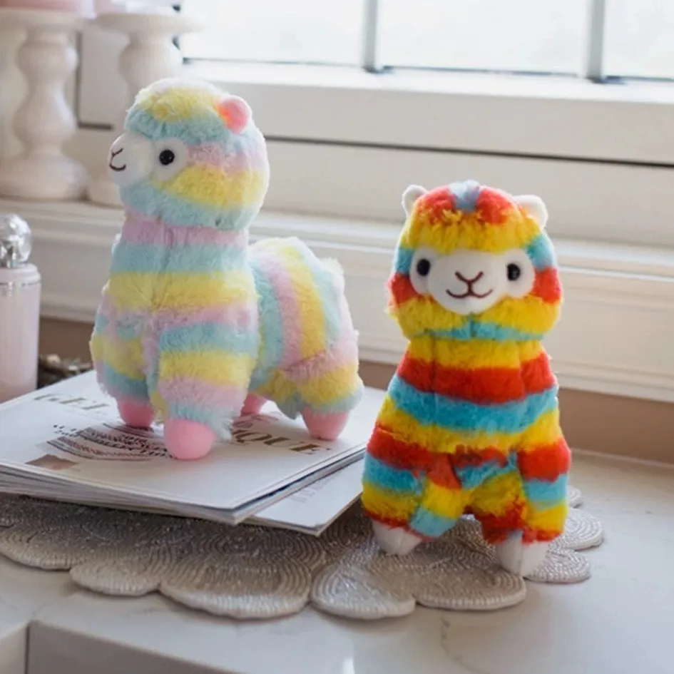 Sevimli renkli alpaca peluş oyuncak doldurulmuş hayvanlar koyun yumuşak yastık oyuncak ev dekoratif yastık Noel doğum günü hediyeleri