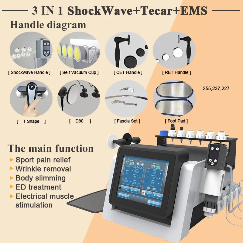 EMS Shockwave Tecar Therapy Другая косметическое оборудование Физическая терапия машина облегчение боли в организме лечение физиотерапия
