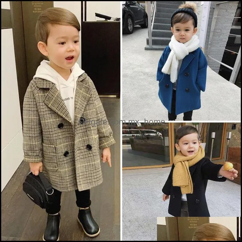 children woolen coat spring and autumn new kids wear handsome boy jacket medium and long coat for boys outwear 1405 b3