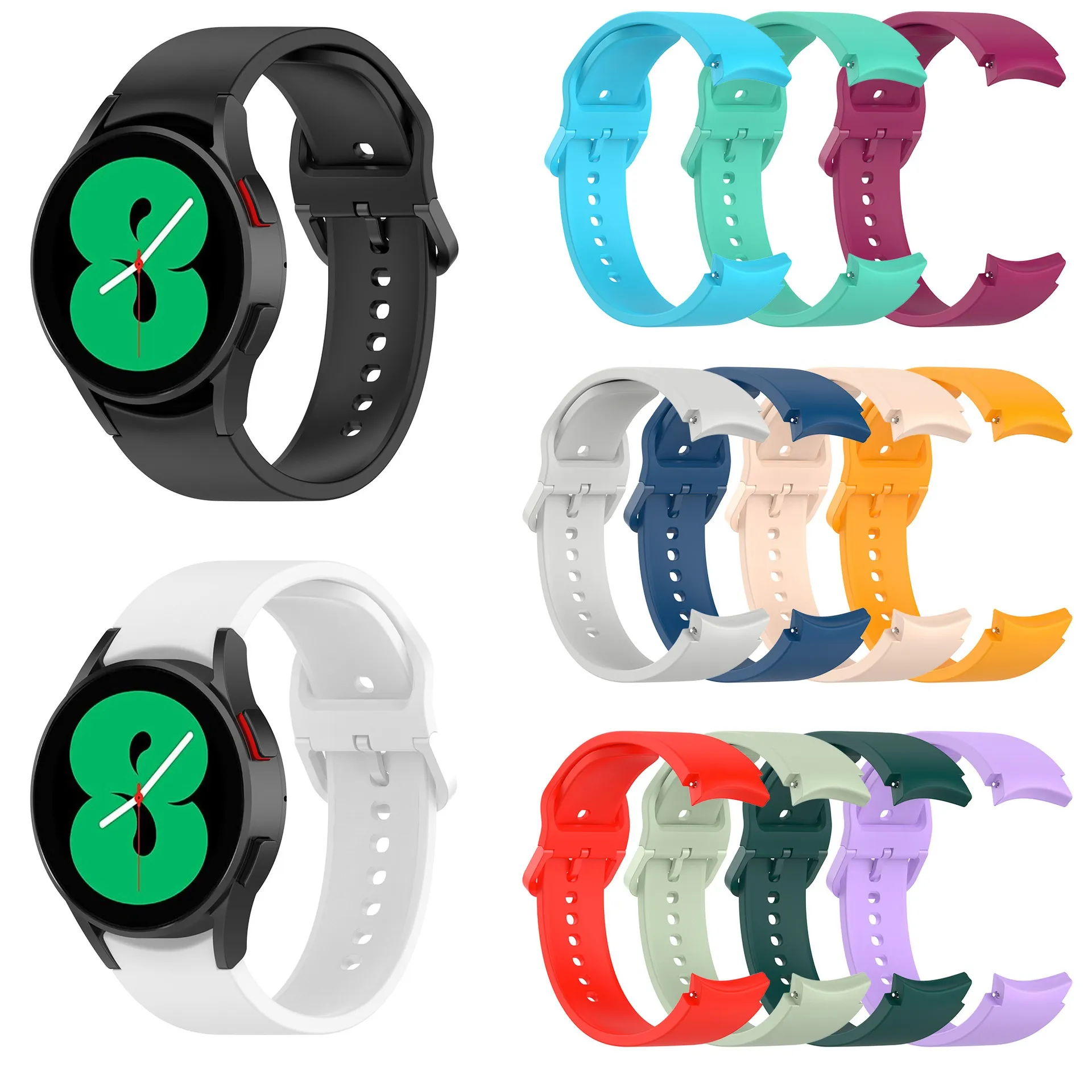 Correa de silicona para Samsung Galaxy Watch5 Pro Watch4 Pulsera inteligente Correa de reloj de repuesto Mujeres Hombres Correas de reloj deportivo con hebilla de metal
