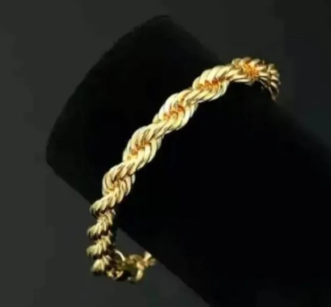 Gold Ploteted Dragon Rope Gink Spessore del braccialetto maschile 12mm 9''inches