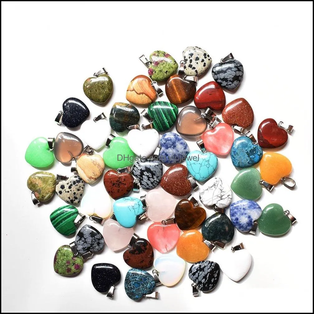 natural stone charms 20mm heart tiger`s eye rose quartz opal pendant rose quartz pendants chakras gem stone fit earrings necklace making