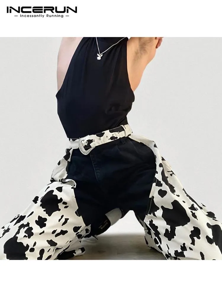 Men's Pants Fashion Men Printed Hollow Out Sexy Loose 2022 Streetwear Trousers Joggers Personality Casual Pantalon S-5XL INCERUN